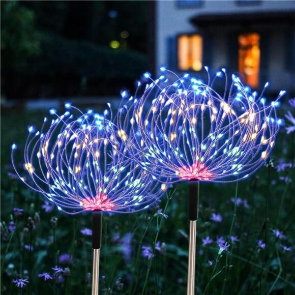 5 Pack Outdoor Solar Garden Lights, Solar Firework Light 600 LED Waterproof - Picture 7 of 8